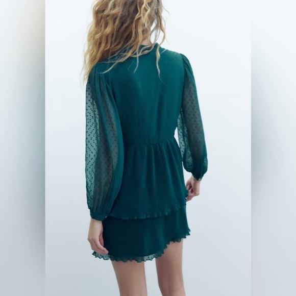 Zara Teal Long Sleeve Dress - Picture 6 of 8